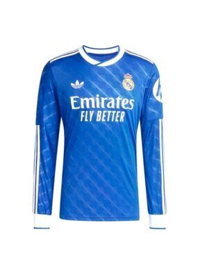 adidas Real Madrid 25/26 – Mens Long Sleeve Third Jersey Blue JW4054 NEW